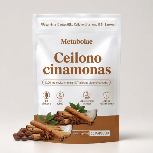Ceilono cinamonas – 7200 mg ekvivalentas su MCT aliejumi